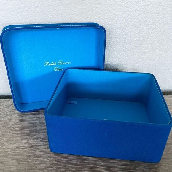Ralph Lauren Blue Cologne Fabric Lidded Storage Container - Picture 1 of 5